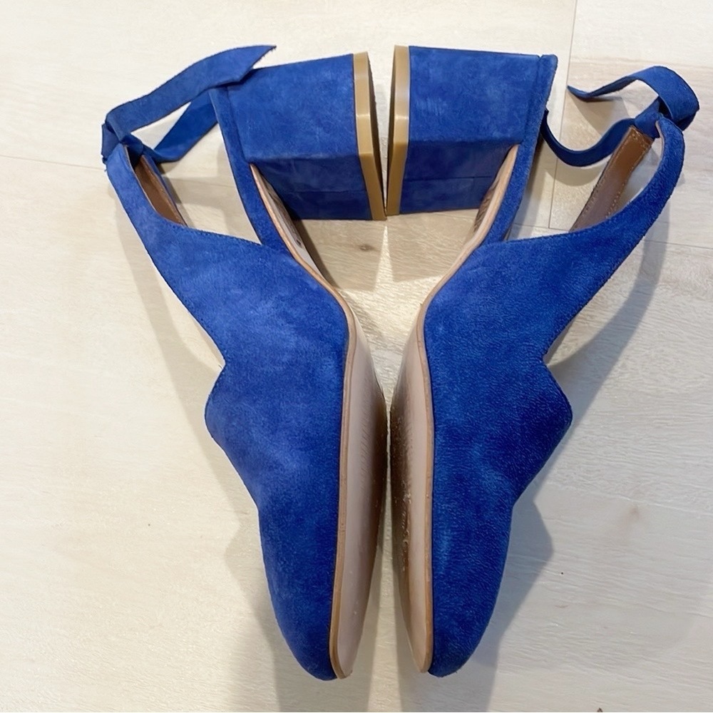 ALOHAS Blue Suede Slingback Heels - Picture 9 of 11